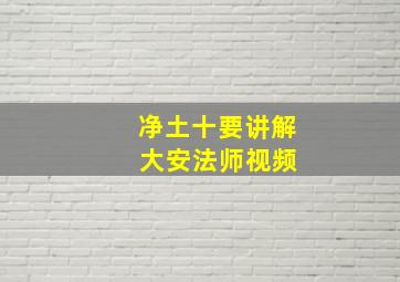 净土十要讲解 大安法师视频